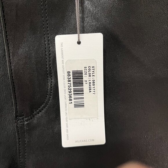 AG Women's Farrah Faux Leather High Rise Skinny Pants, Size 27, Black - Picture 2 of 3